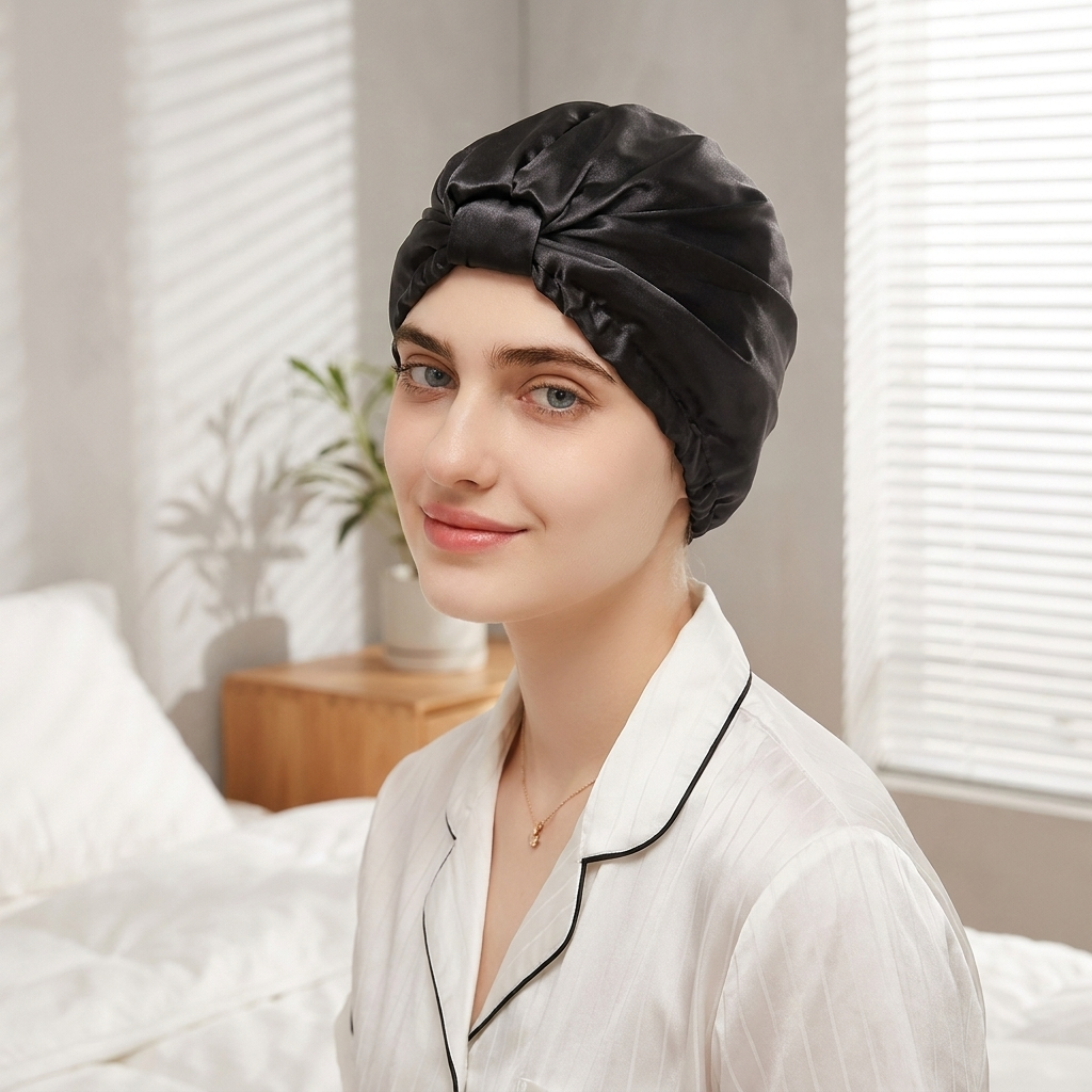 Mulberry Silk Sleep Bonnet -Stop Morning Frizz